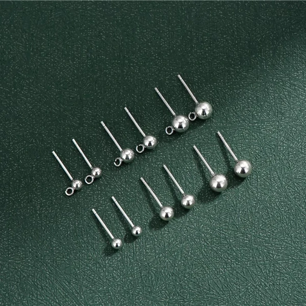 5mm metal fittings earring accessories 925 Sterling Silver Stud Pins Wholesale for DIY Making Earring with jump ring