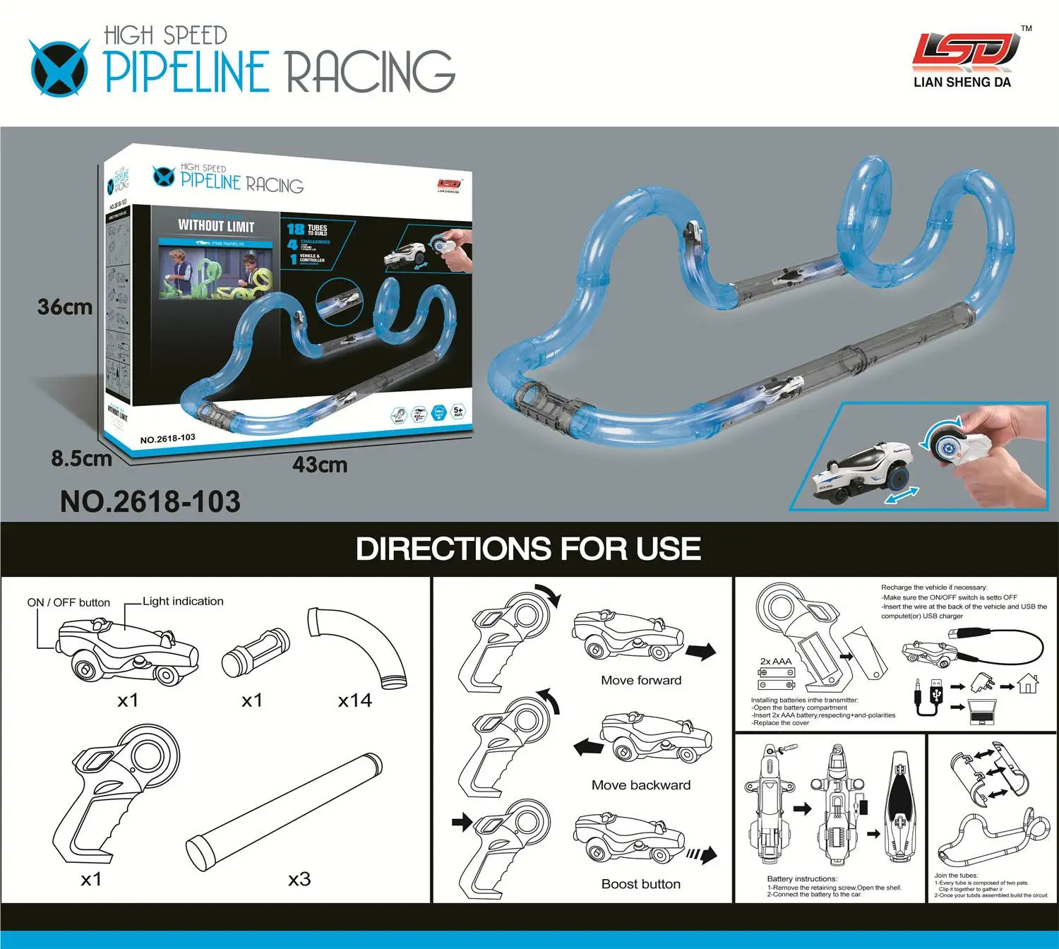 Children Gifts Pipeline Racing Track Electronic Toys Build Race Loop Modular Circuit Tubes High Speed RC Car