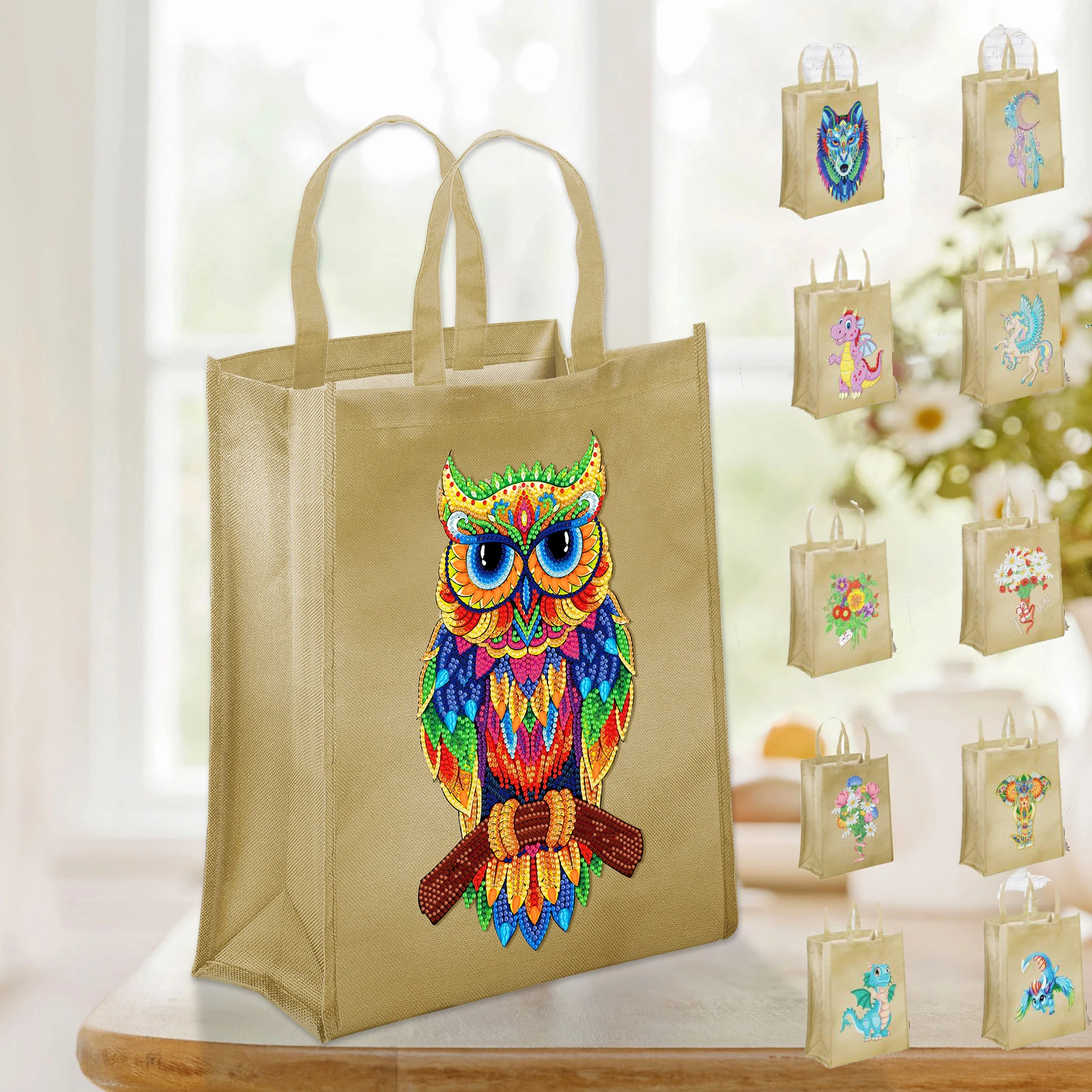 Оптовая Продажа с фабрики оксфордская сумка для алмазной живописи 5D набор бежевый рисунок мандалы эко-сумка