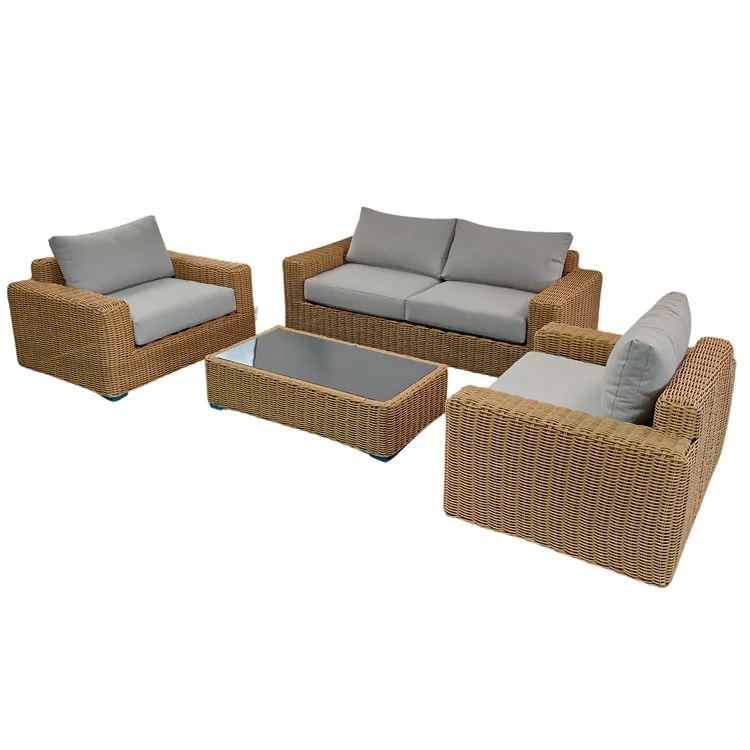 Outdoor Rattan  Furniture Sofa Chair Patio furniture round rattan luxury sectional living room sofa set with cushion