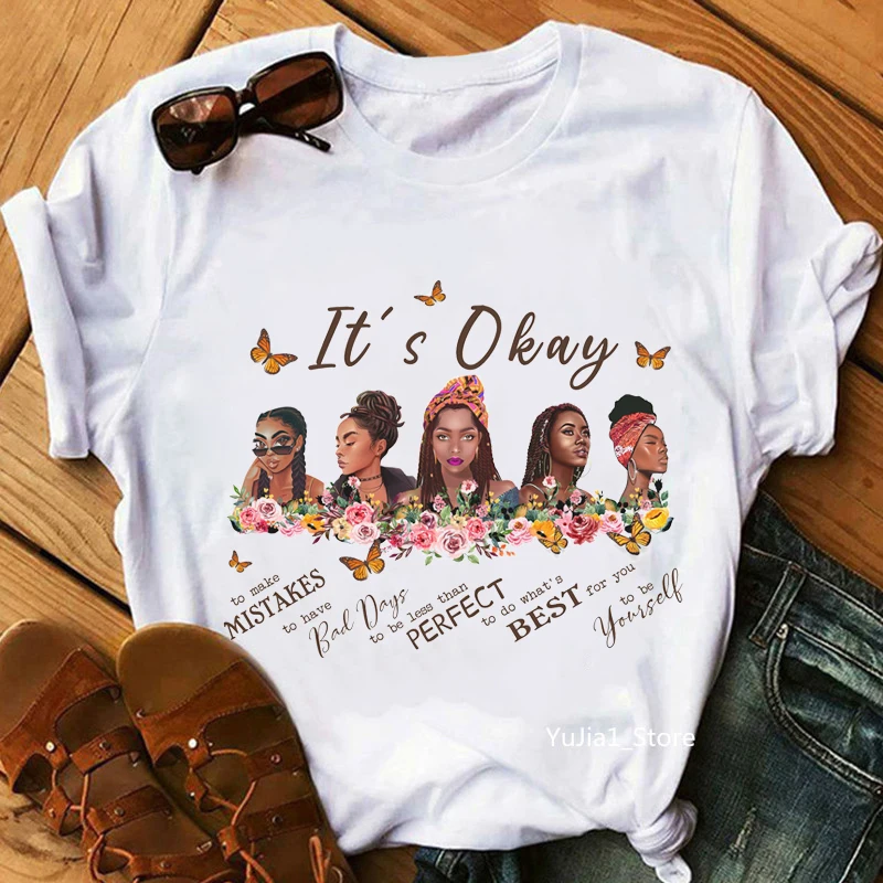 Melanin Poppin Tee Shirt Femme T-shirts I Am A Strong Melanin Queen t shirt African Black Girl History Month Female T-shirt