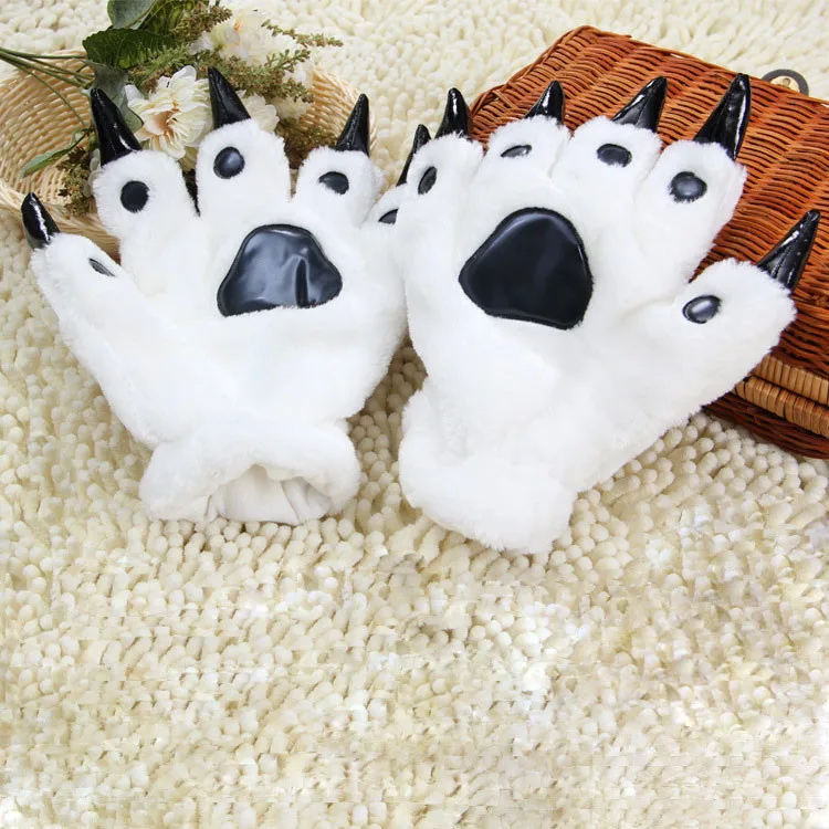 Puffy Cartoon Party Costume Hands Gloves Plush Paw Claw Gloves