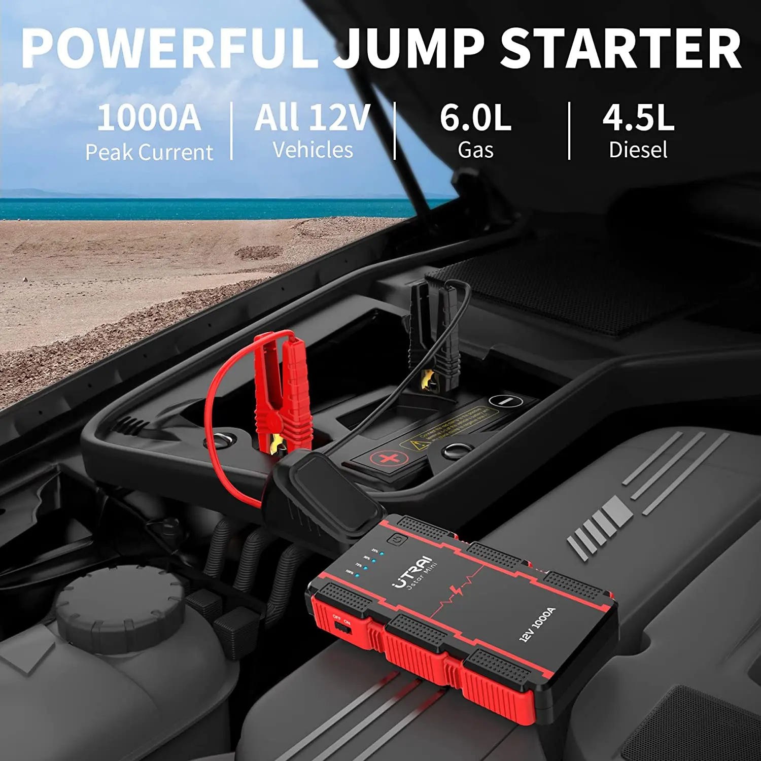 Utrai 1000A пиковое значение тока Jumpstart 12V/8A пусковое устройство power bank портативный автомобильный аккумулятор мини скачок стартер оптовая продажа с