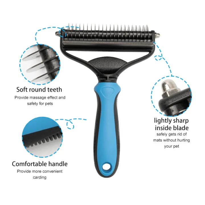 Good quality cheap price hot sell dog pet grooming products cleaning pet tool 2 in 1 pet comb hair removal dog hair removal comb