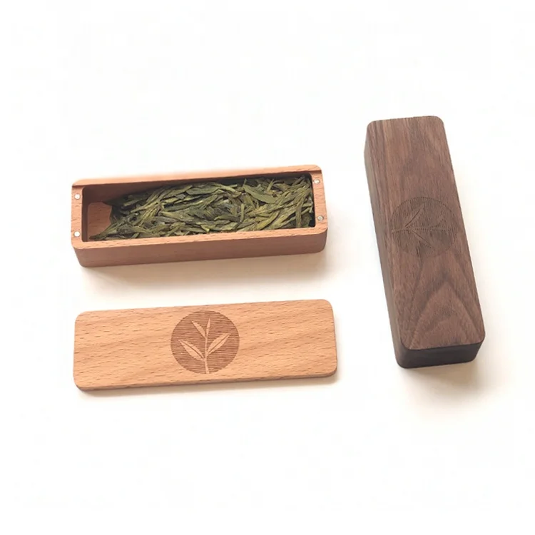 Маленькая деревянная коробка с логотипом на заказ, коробки для упаковки чая с магнитами
