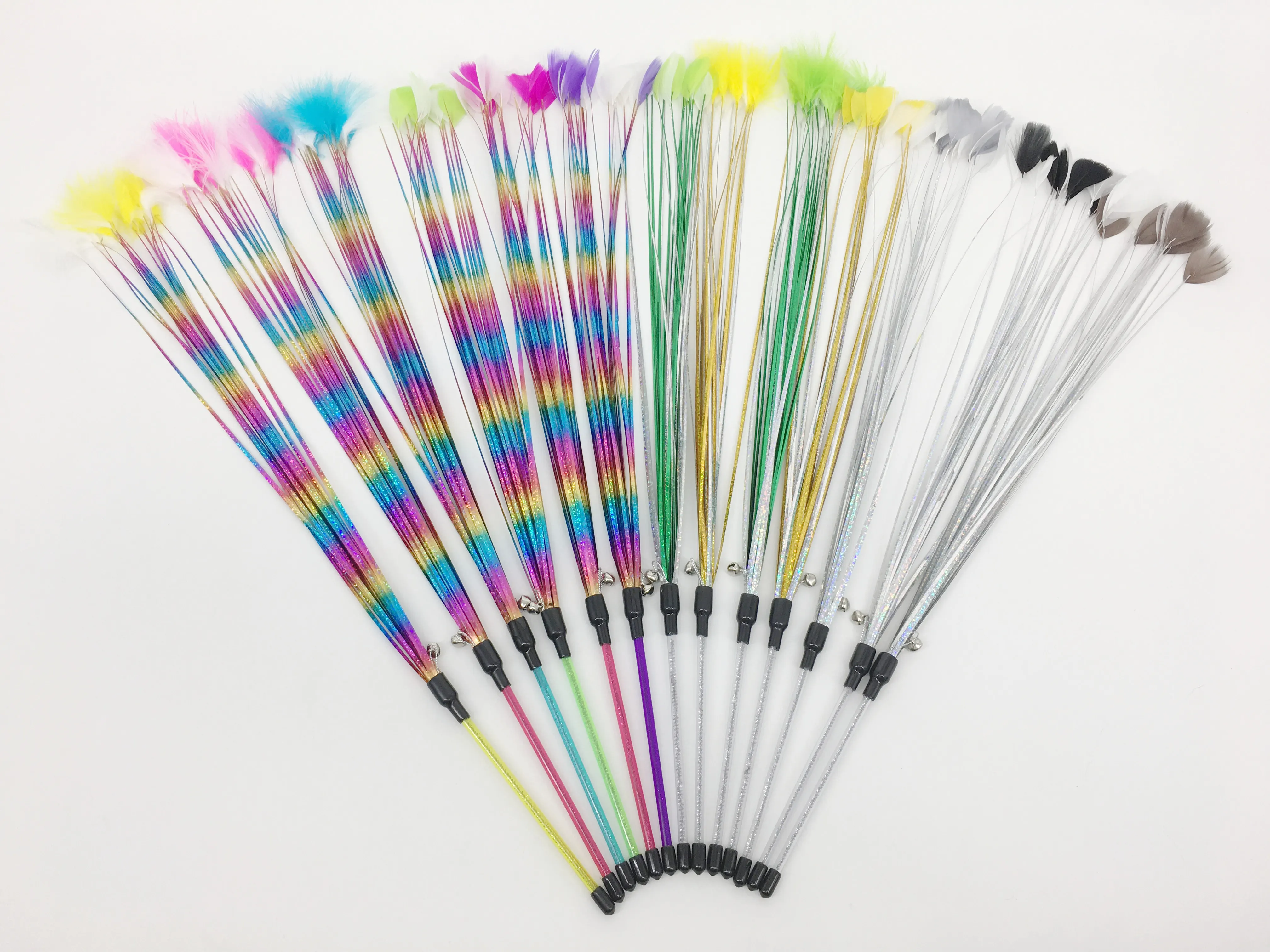 Hot Models of Pet Toys Teasing Cat Stick Wholesale 24pcs Cat Toy Set Feather Ball Bell Mous Box with Cat Feathers 10 Pcs Stocked