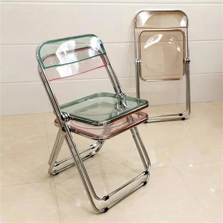 Comfortable Portable Dining Chairs Outdoor Metal Pipe Chair Sponge Cushion Foldable Chair