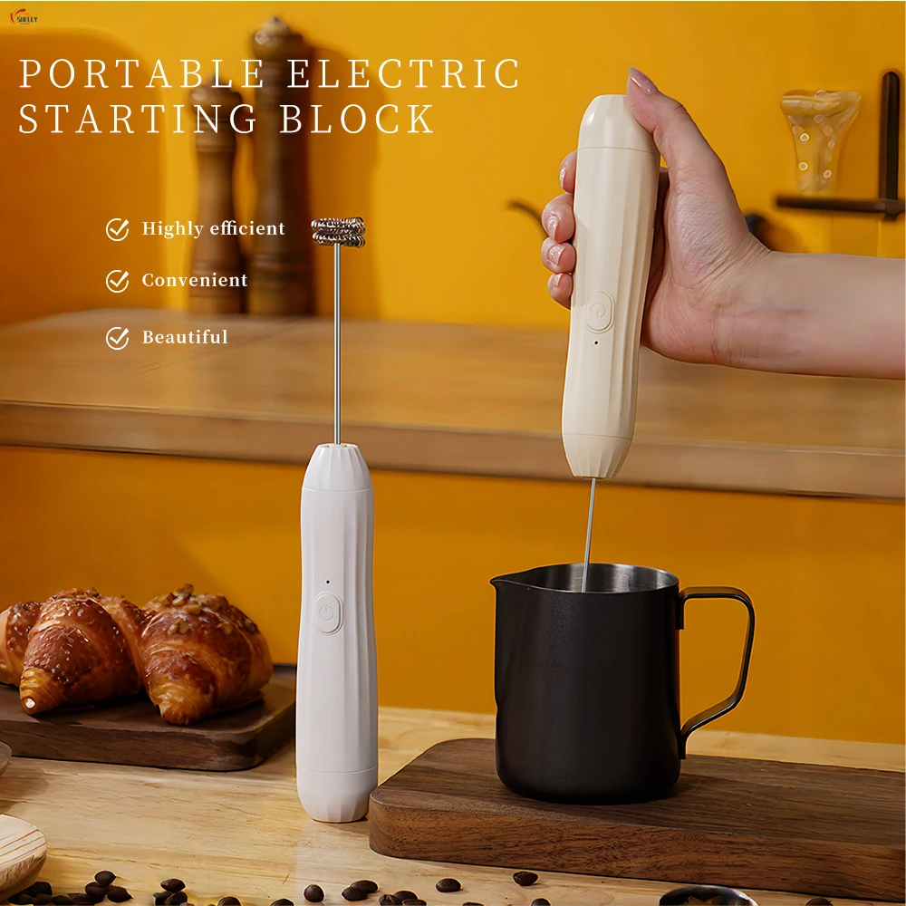 XL Rechargeable Handheld Electric Milk Frother Stainless Steel Egg Whisk Coffee Foam Mixer Blender for Lattes and Cappuccinos
