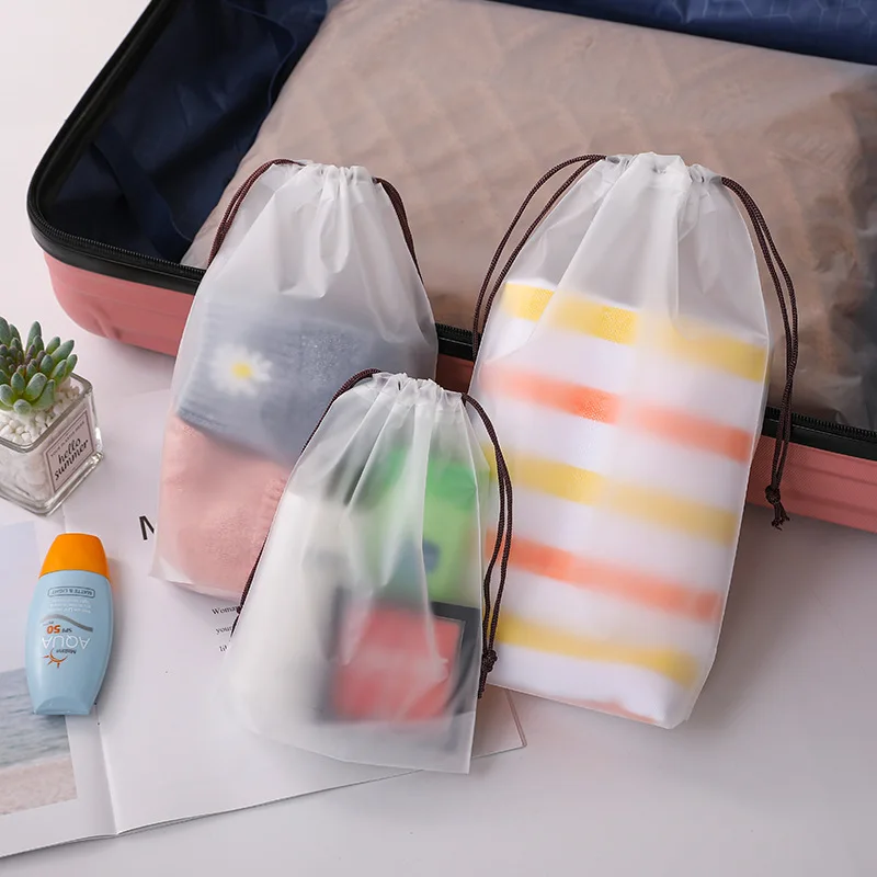 High quality Eco-friendly soft moistureproof and strong Frosted packaging bag multi-purpose CPE plastic drawstring bag