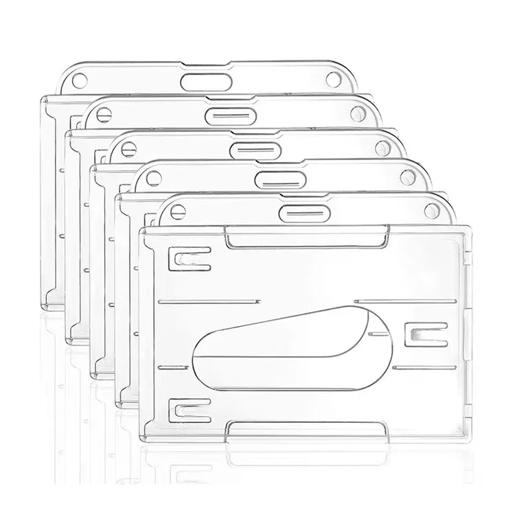 Office Dual credit card holder protector cover ID card case double sided hard plastic portable work card holder