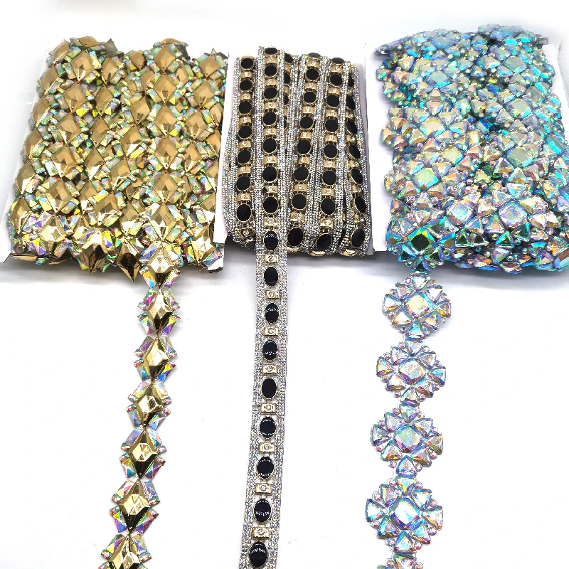 Carnival samba dressing decorative hot fix rhinestone banding iron on rhinestone beads trimming for clothing bags