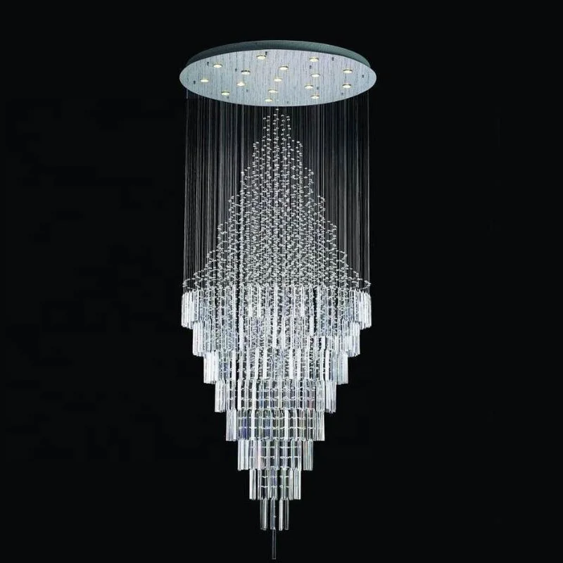 Уникальный Стиль Led Blub дождь падение волна люстра роскошный современный кристалл светодиодный потолочный светильник для отеля украшения