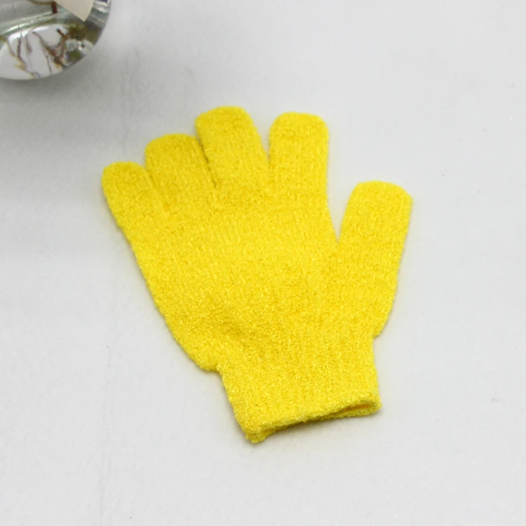 Custom Polyester Five Fingers Remover Body Exfoliating Korean Bath Gloves Body Scrubber Shower Exfoliating Bath Gloves
