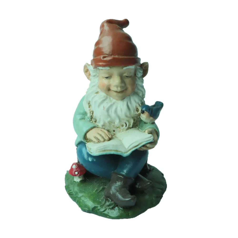 Fairy Garden Decor Resin Craft Cute Miniature Kneeling Gnome Statue with Camera Decoration Polyresin Gnome Figurine