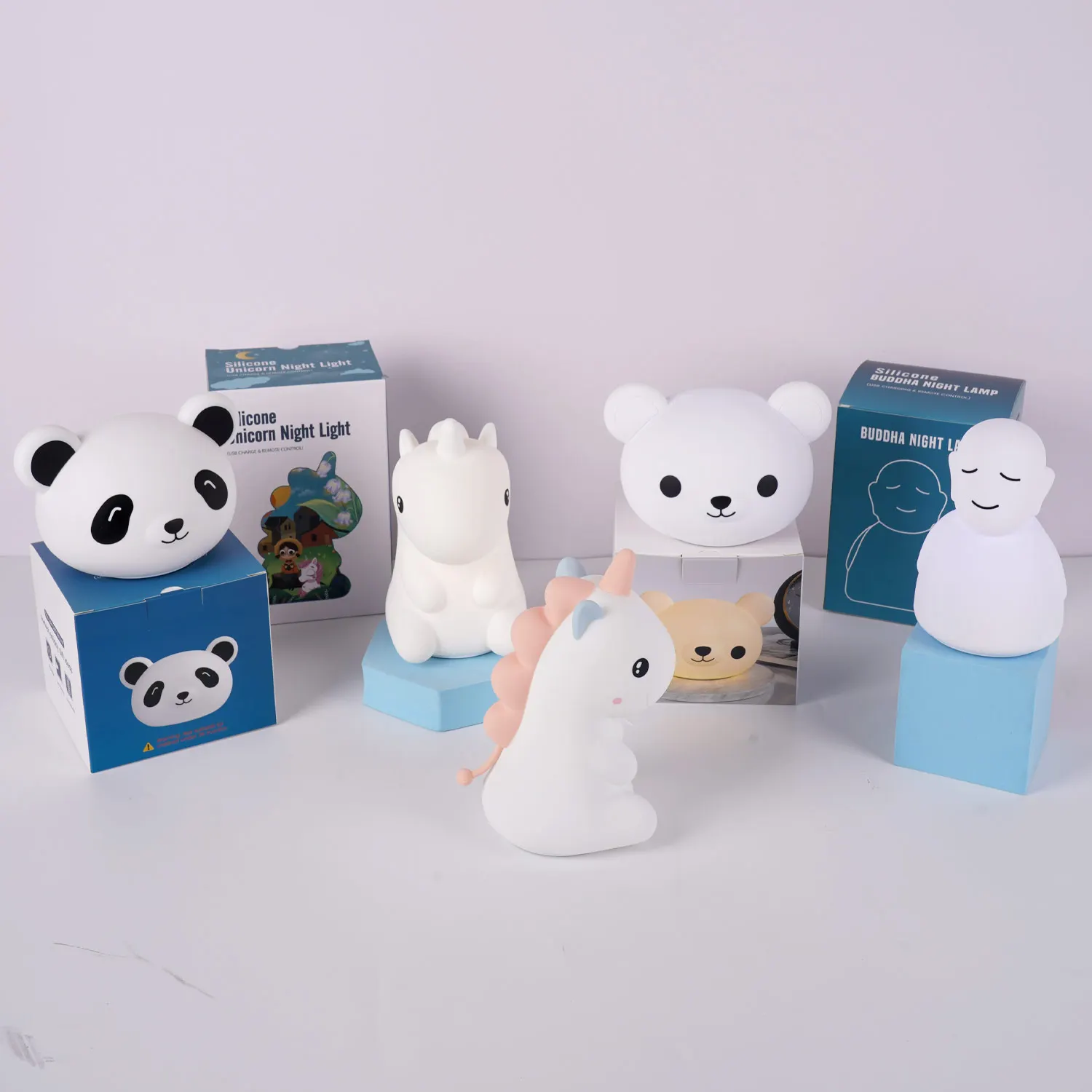 Custom Creative Gift Portable Animal Toy Usb Touch Sensor Led Pat Night Light Soft Silicone Lamp