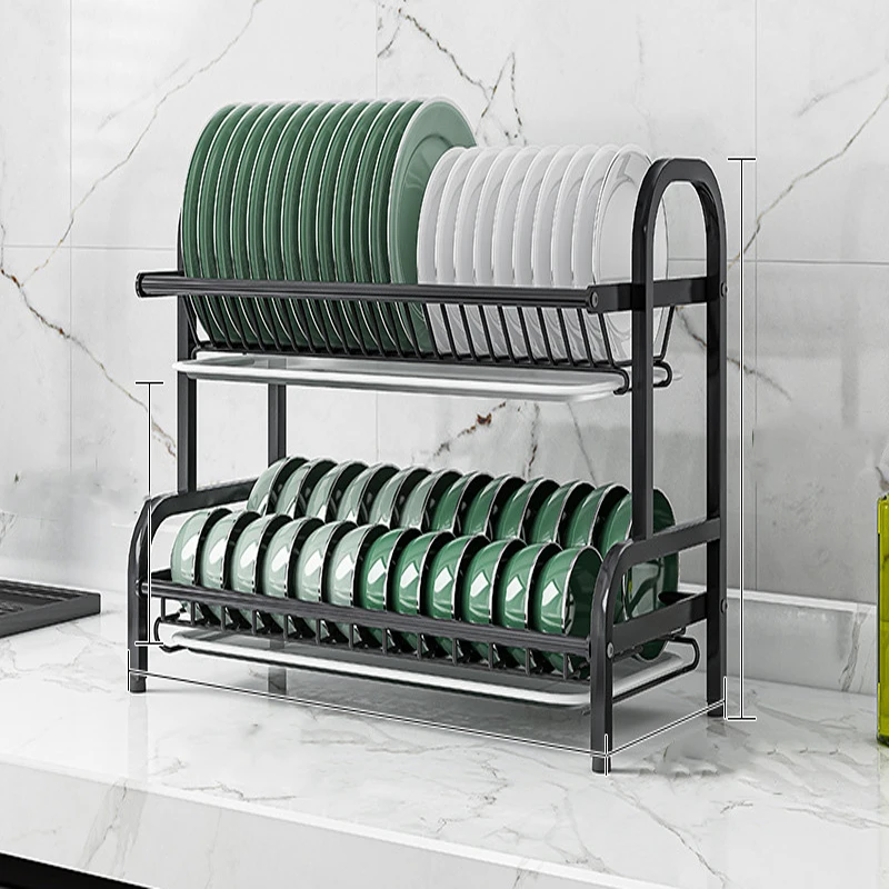 New hot-selling multifunctional 2-layer 3 tiers silver 304 stainless steel dish storage rack drain racking