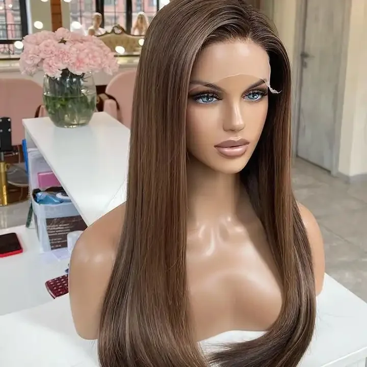 Jewish Wigs Brown Silk Top Kosher Lace Front Jewish Wigs New Glueless Silk Top Blonde Human Hair Long European Hair Jewish Wigs