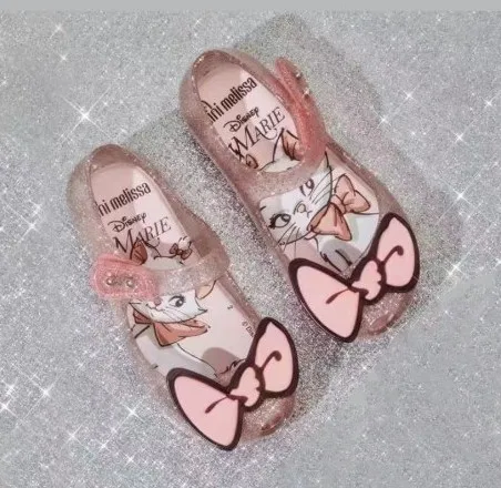 Spring/Summer 2023 Melissa same style Girl Princess sandals cartoon cat fish mouth soft soled bow beach casual single shoes