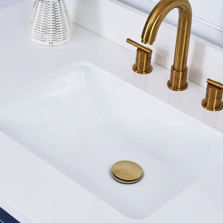 Высококачественный темно-синий туалетный столик 42 дюйма для ванной комнаты с керамической мраморной поверхностью, современный туалетный столик для ванной комнаты