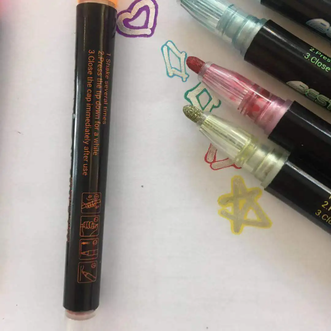  12 Colors double line marker pen outline markers Double Line Gift Card Writing Drawing Pens Outline