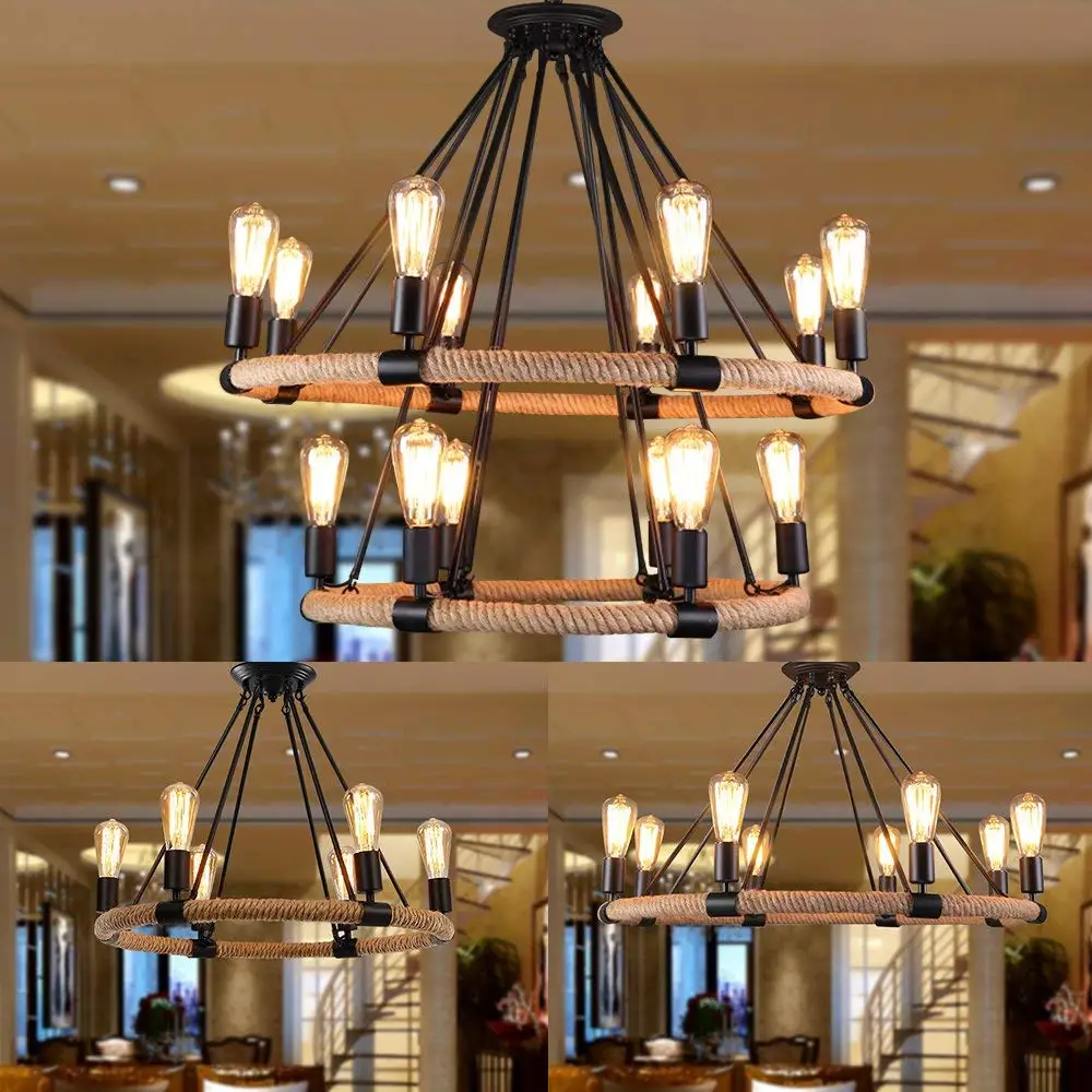 Hotel chandeliers pendant lights lighting chandelier hemp rope pendant lamps chandelier