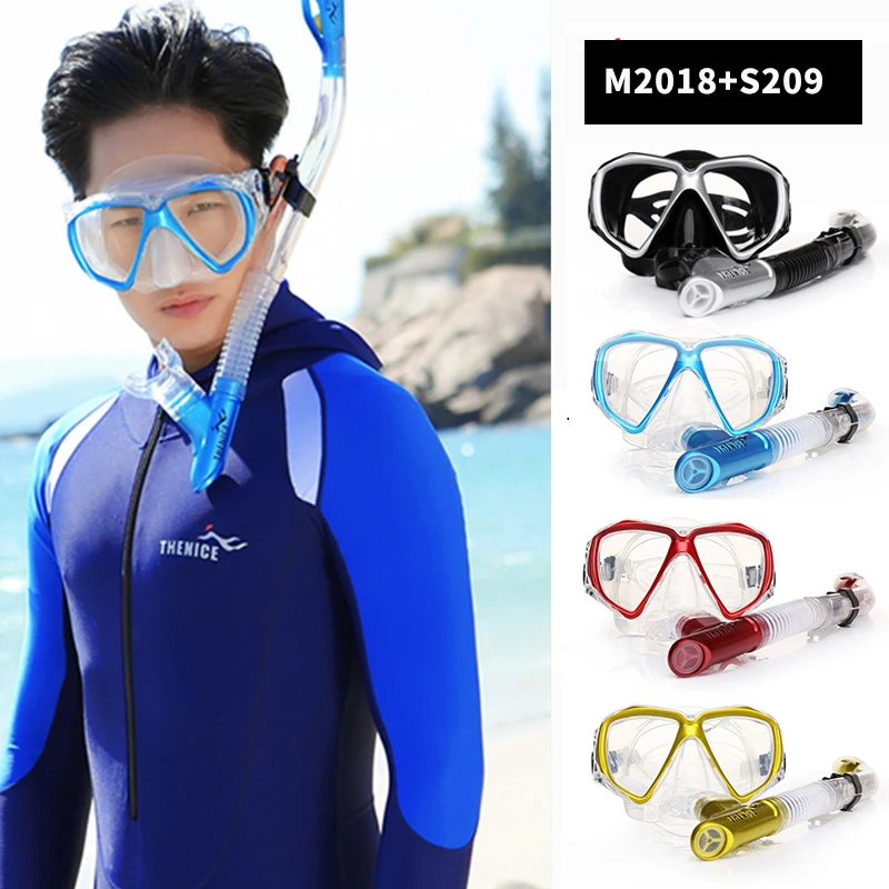 Набор силиконовой маски для подводного плавания унисекс, складные противотуманные очки для подводного плавания, плавания