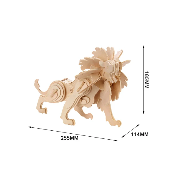 ECO-friendly Wood lion jigsaw Educational 3D Puzzle Wooden Assembly Puzzle Wood Building Model Craft Kit For Kids