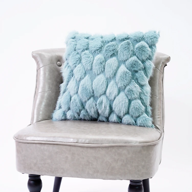 Custom Luxury 17.7* 17.7Inch Square Plush Soft Jacquard Toca Fur Pillow Cushion Case Cover