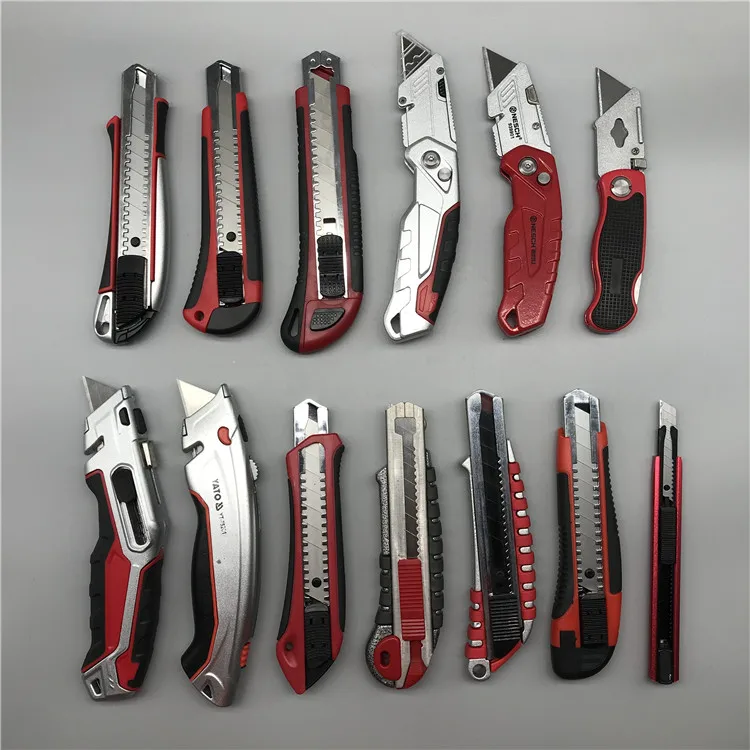 Slivery aluminium alloy handle sliding blade snap off utility safe knife 18mm