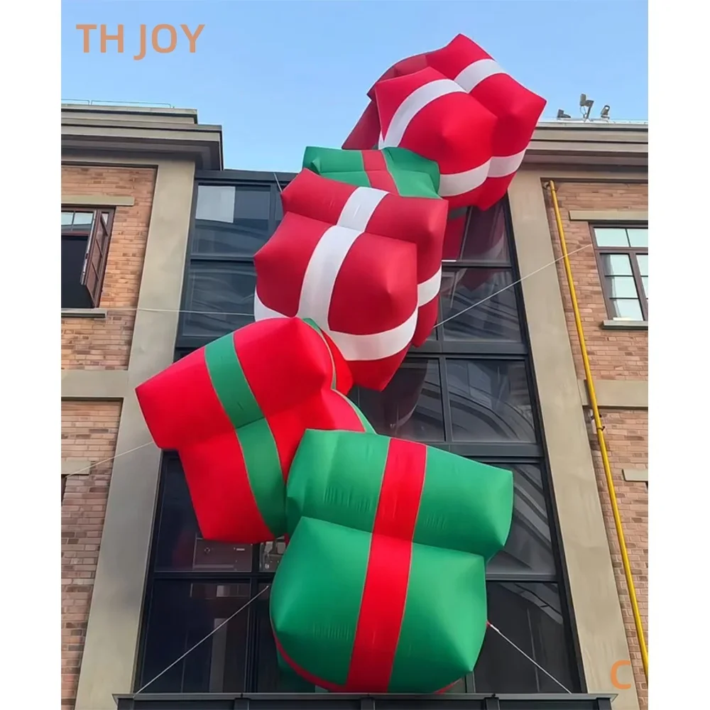 Free air ship to door, 8m long Custom Inflatable Christmas Gift Box for Holiday Decoration, inflatable gift boxes with light