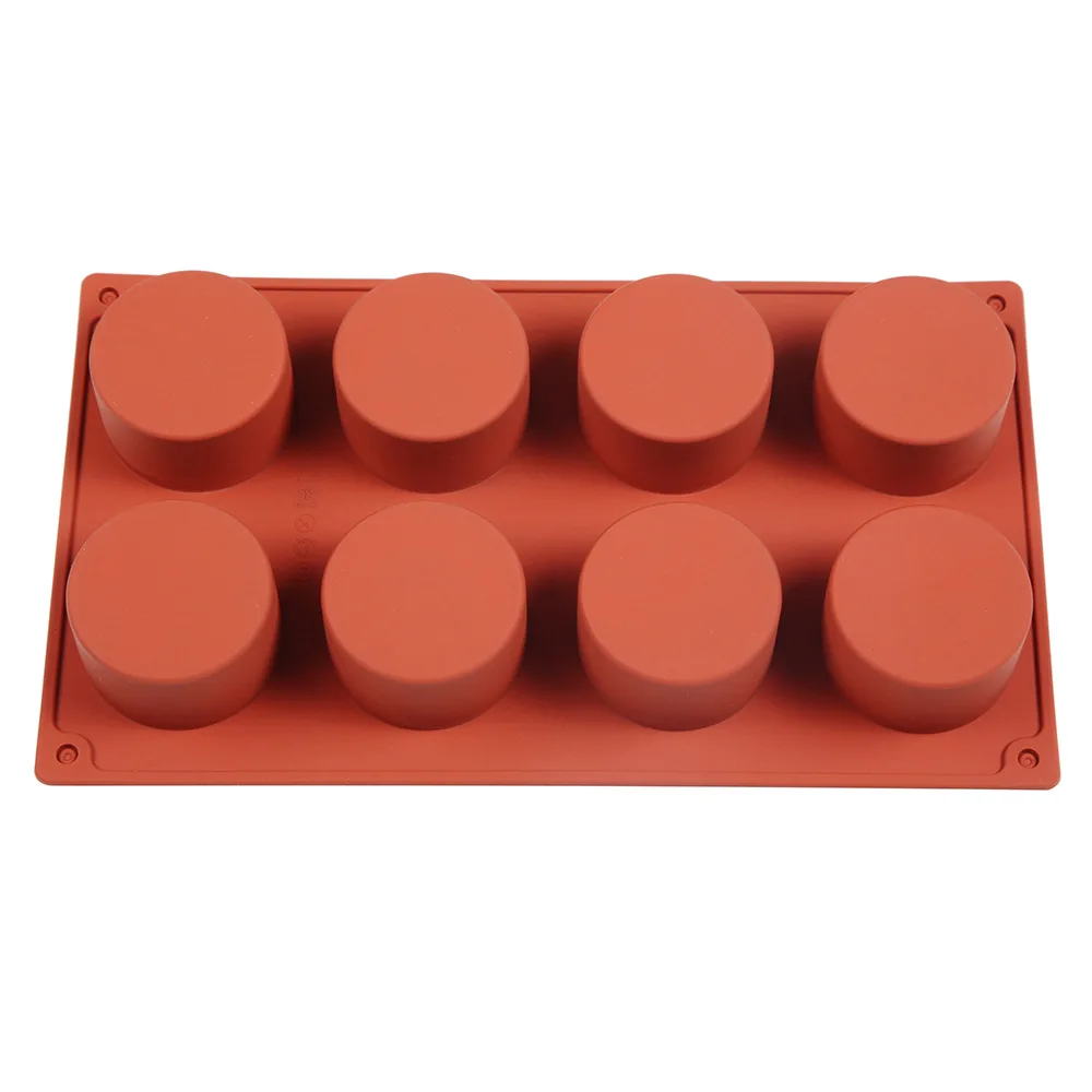 8 Cavity Round Cylinder Handmade Muffin Cheese silicone baking mold silicone baking pans Silicone Cake Brownie Mold Baking Tools