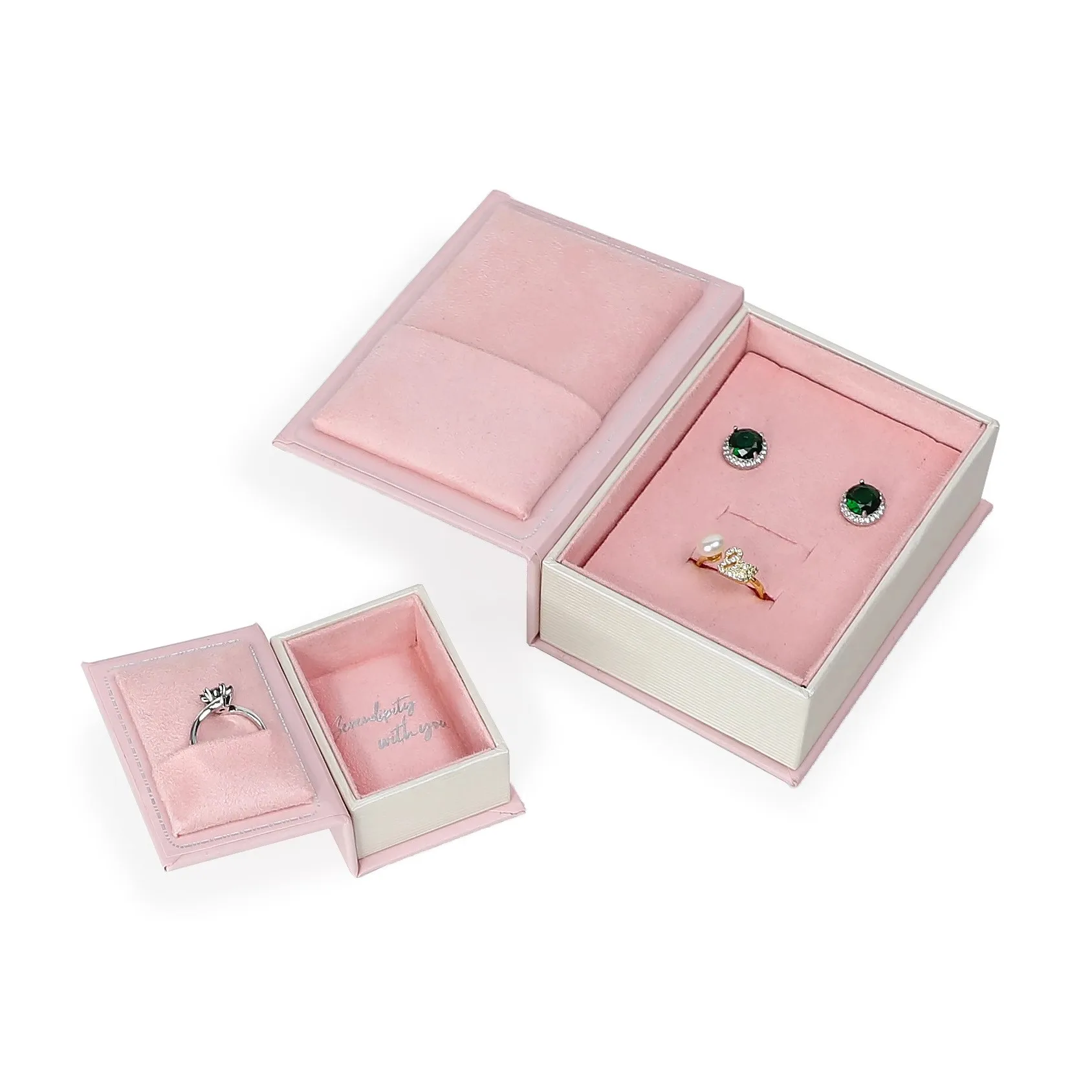 Engagement Wedding Elegant Ring Box Book Shape Necklace Pendant Box Custom Logo Jewelry Packaging Ring Box