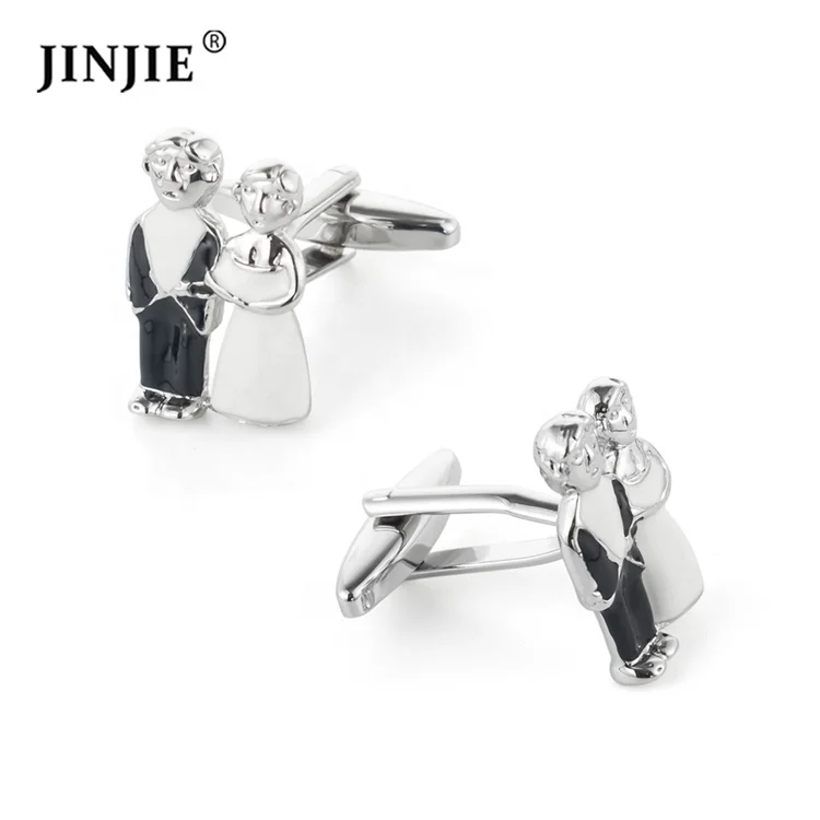 Wholesale  wedding Groom accessories novelty  brass enamel bridegroom couple cufflinks  for suit shirt