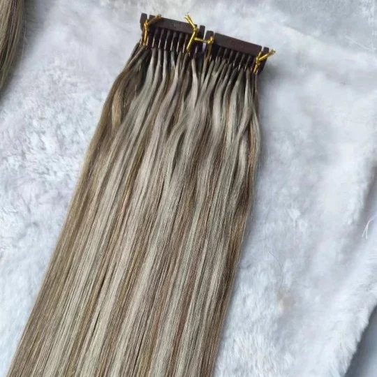 Wholesale 100% Brazilian Cuticle Aligned Human Virgin Hair 613P18 Piano color Silky Straight 1st and 2nd 6D Hair Extension