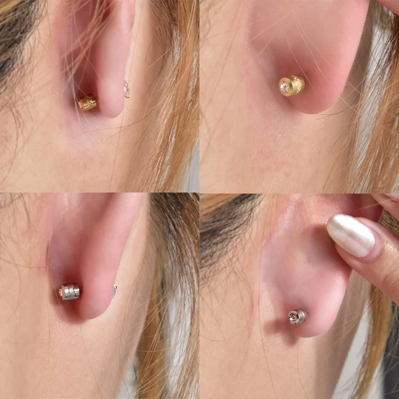 Wholesale Hypoallergenic Round Cubic Zirconia Earring Stainless Steel Gold Plated Jewelry CZ Stud Earrings Men Women