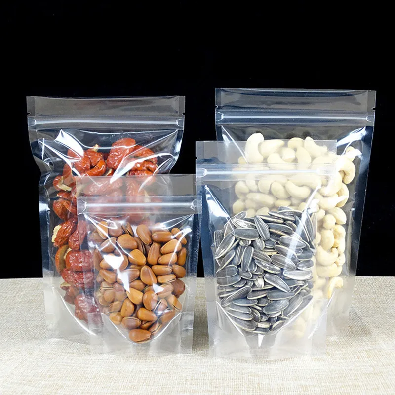 Hight clear Plastic stand zip bag Self-sealing dry fruit food packaging snack bag