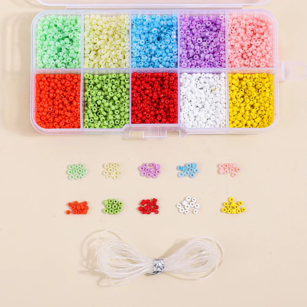 Hot-selling mini mixed color glass beads boxed, DIY hand-made small parts, bracelet necklace beaded material