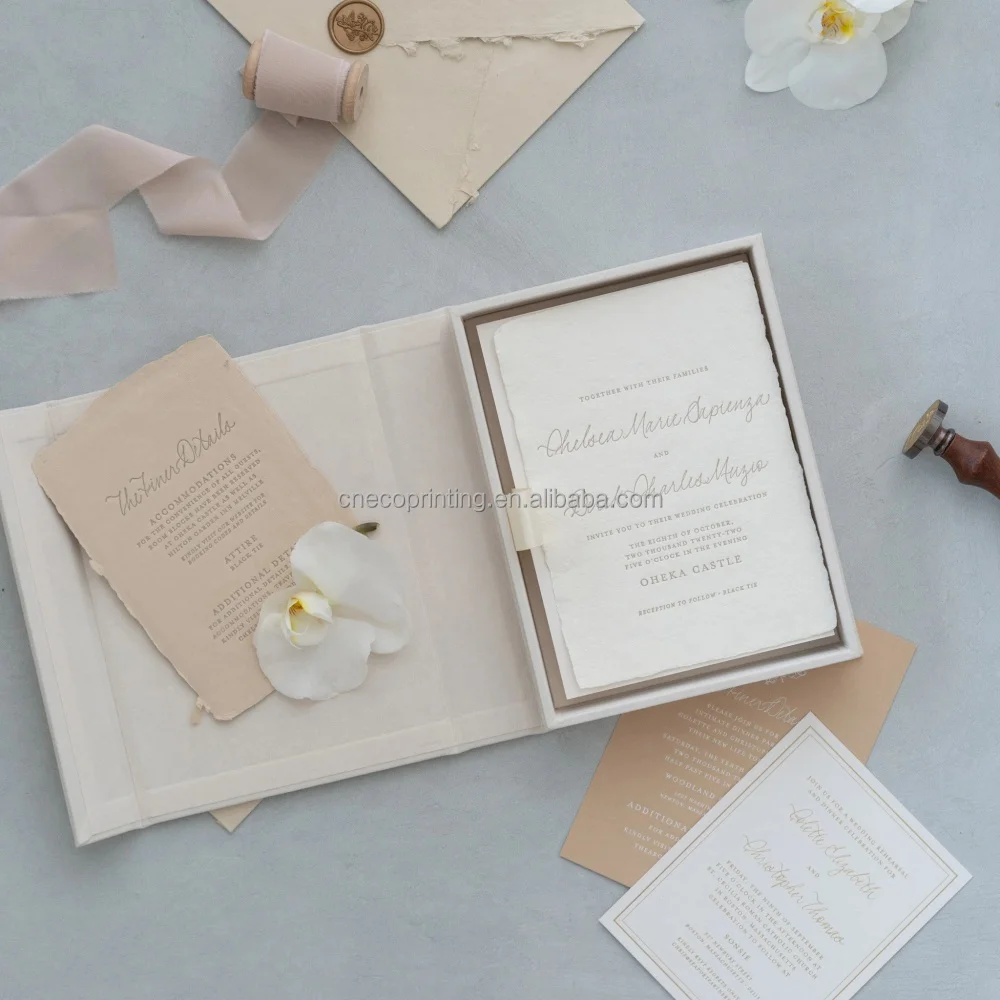 Custom Size Logo Wedding Linen Fabric Cover Invitation Photo Magnetic Keepsake Boxes