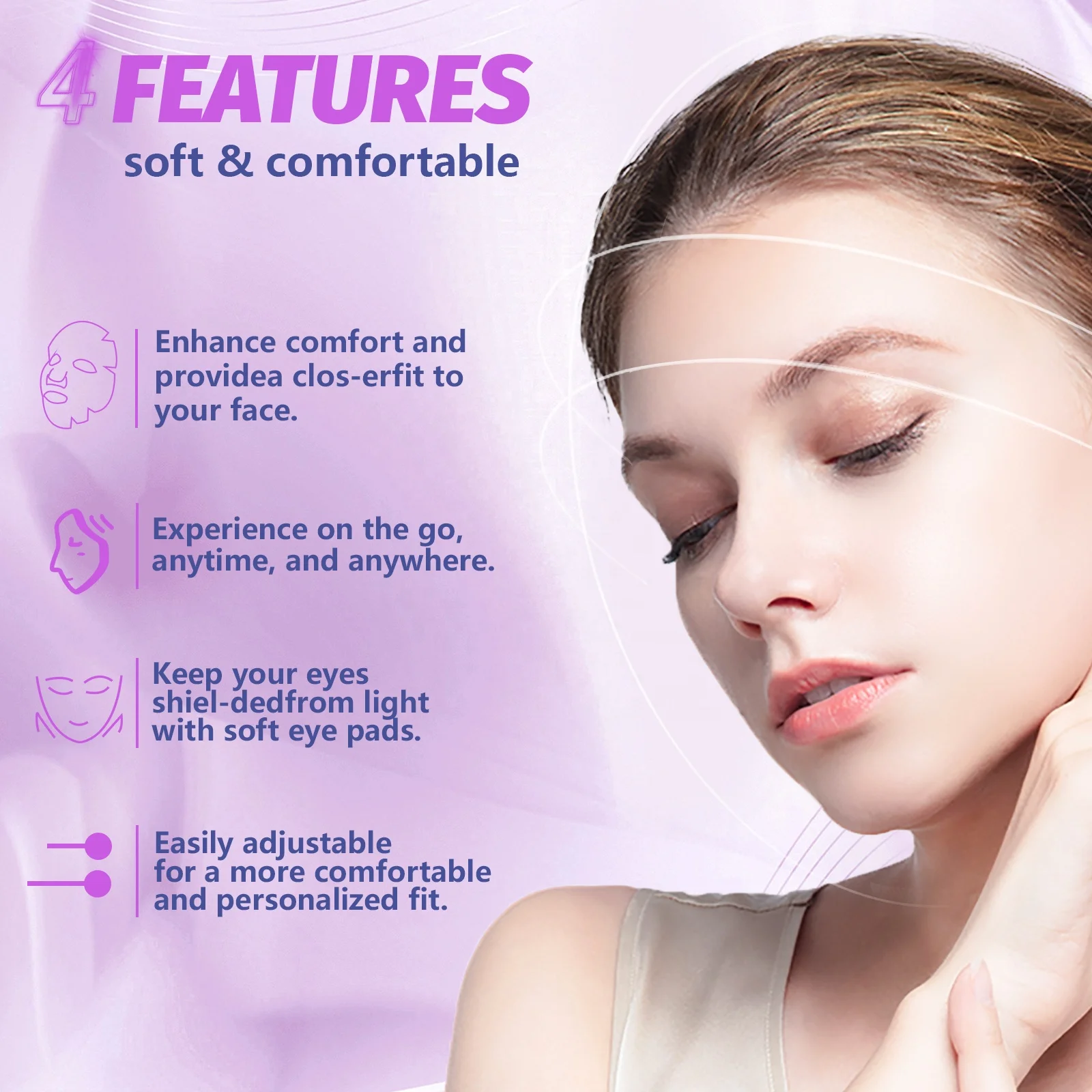 660nm 850nm Red Nir LED Facial Skin Care Skin Tightening Therapy Face Mask Anti Aging Silicone Led Mask Face