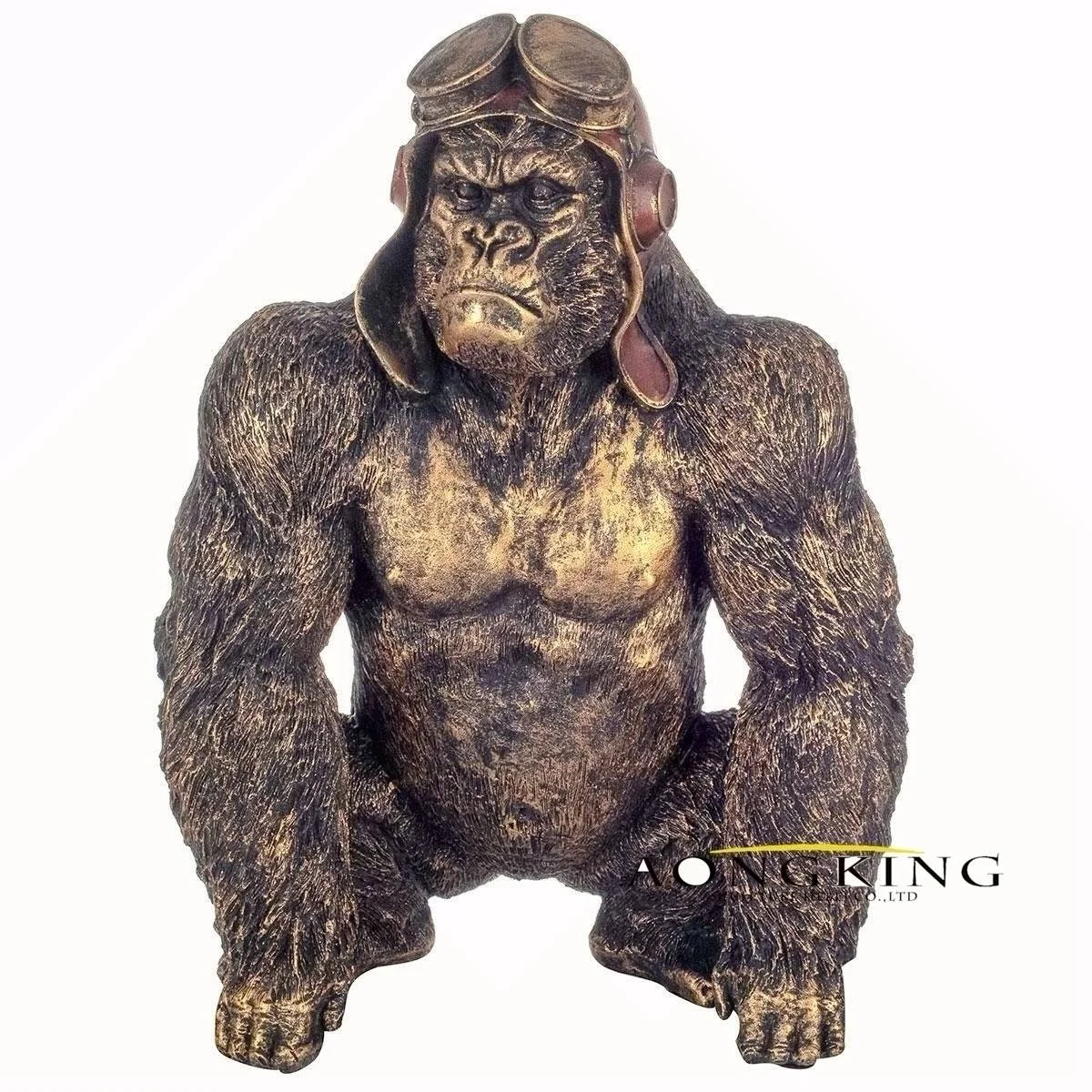 Modern animal creative design gift custom bronze large metal gorilla statues for sale for listening to music ASDF-20