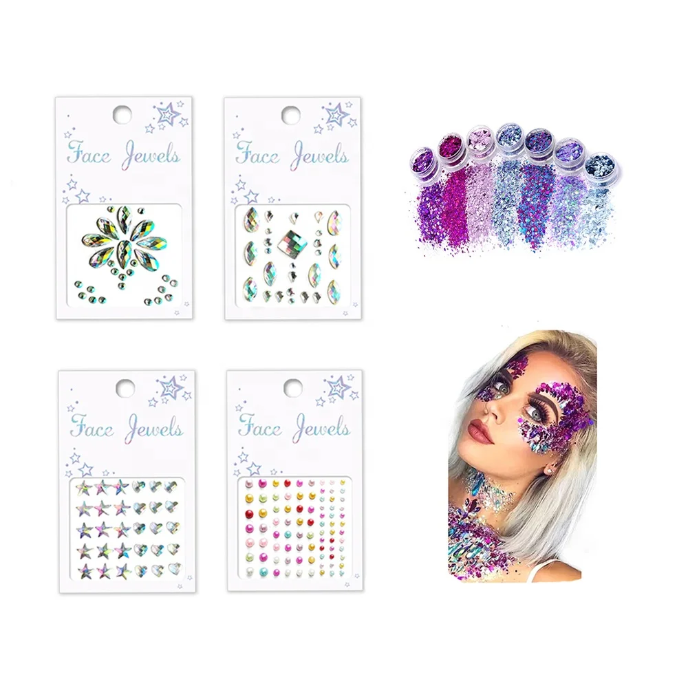 Shinein Makeup Bindi Temporary Tattoo Adhesive Rhinestone Jewel Face Gem Stickers Jewelry Crystal Face Stickers