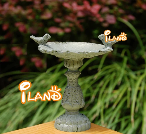 ILAND Miniatures 1/12 Doll House Mini Garden Outdoor Center Fountain With Two Birds for Dollhouse