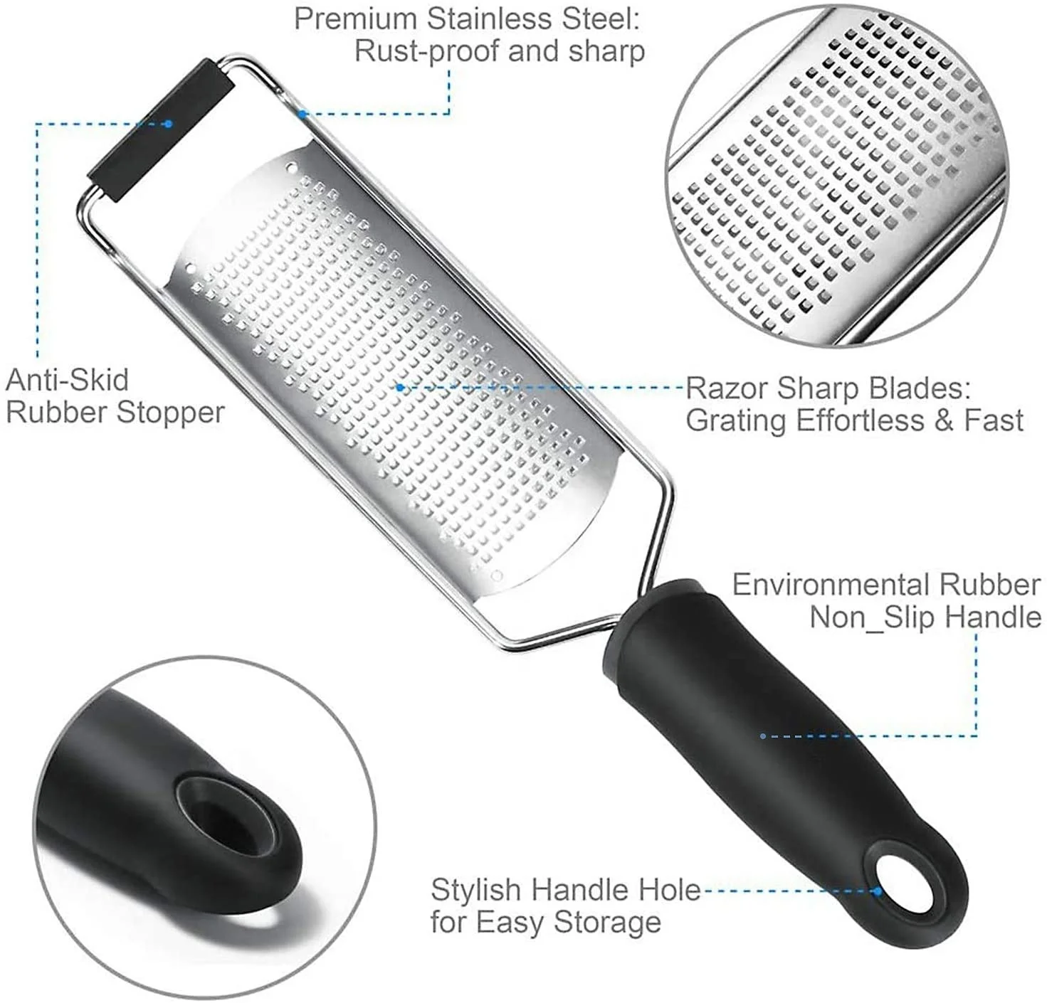 New Kitchen High Quality Stainless Steel Blade Ergonomic Soft Handle Lemon Zester Ginger Potato Grater Slicer