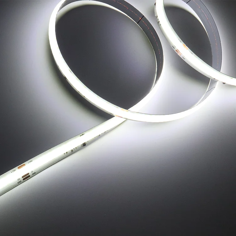 Banqcn 24v Smart Soft High Density Dual White Cob Flexible Strip Chasing Colors bar Led Light 576led/m Home Lighting