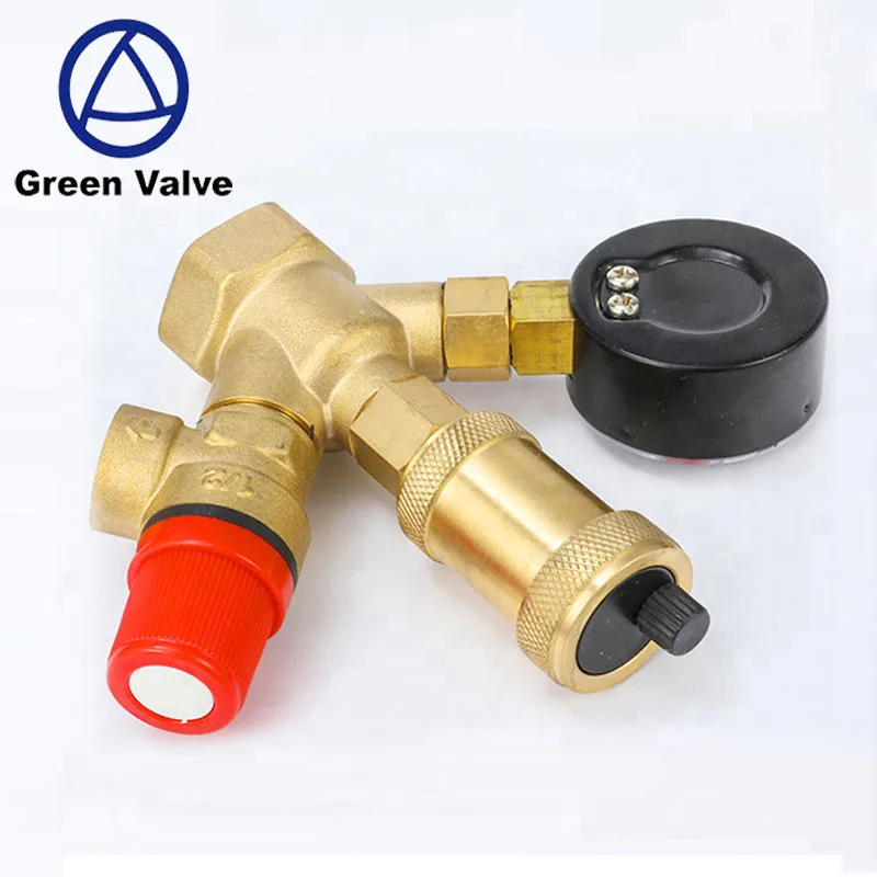 High Quality Brass Safety Valve Manometer Wholesale Green Valve Boiler Parts Manual Control High Temperature Water General