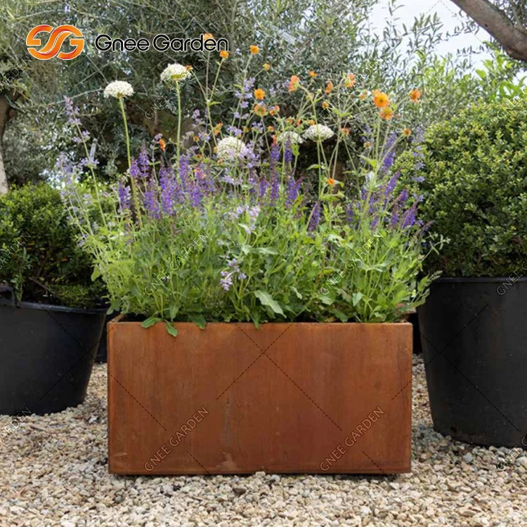 Large square corten steel planters corten steel large planter pot