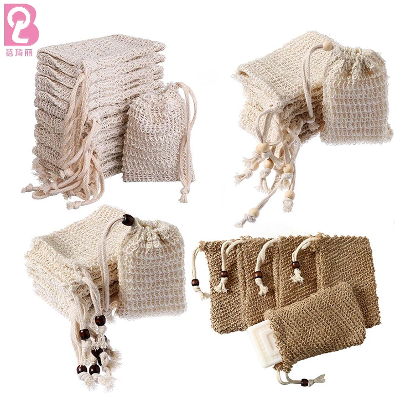 Beiqili Oem Natural Cotton And Linen Shower Soap Pouch Exfoliating Soap Saver Mesh Bag For Foaming And Drying Soap Bars