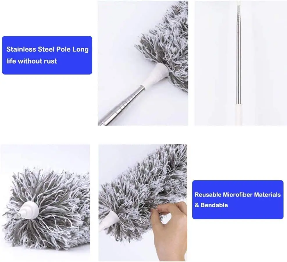 Telescopic Pole High Ceiling Fan Dust Cleaning Chenille Blinds Cleaning Cobweb Microfiber Duster