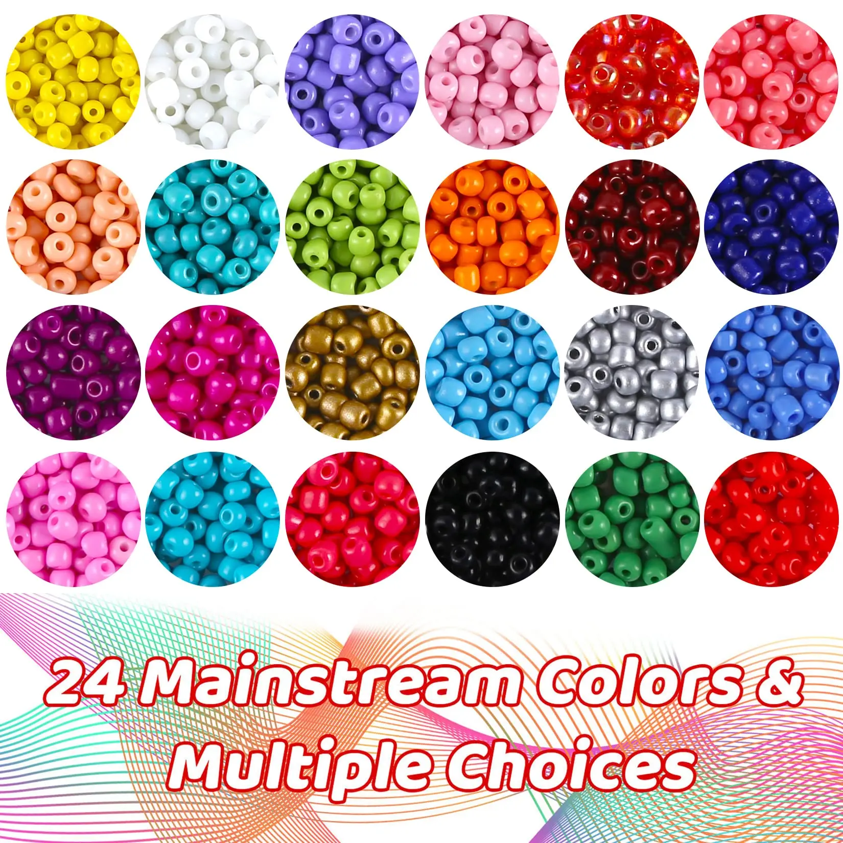 Toowl Custom Multiple Patterns Material 3800PCS 4mm Glass Seed Beads and 1200 PCS Letter Beads for DIY Bracelets Jewelry Making