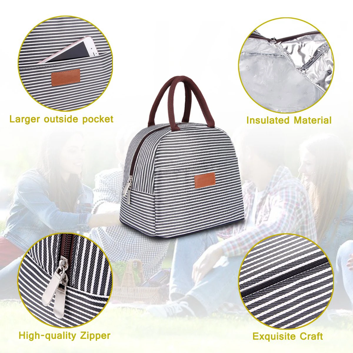 Portable reusable oxford Lunch Bag Tote Bag for Women, Lunch Organizer Holder Lunch Container